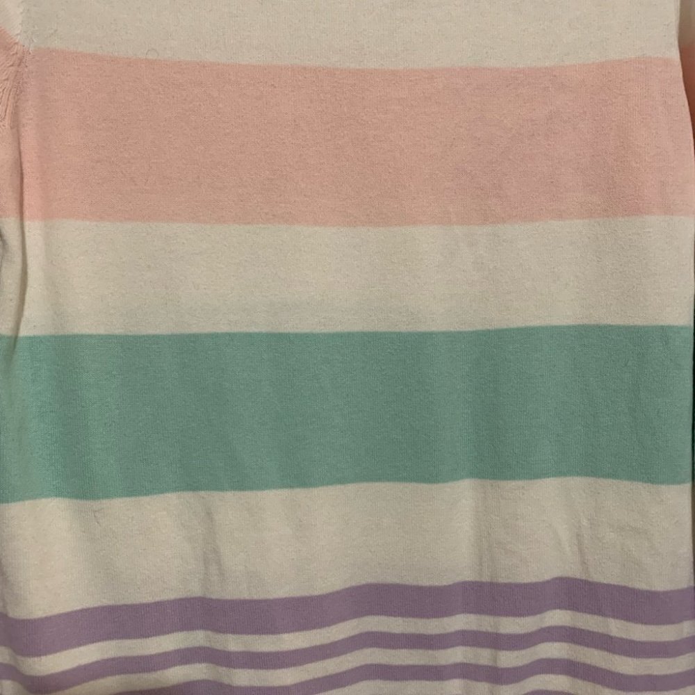 Tommy Hilfiger Pastel Stripe Crewneck Sweater Preppy Cottagecore Medium - Picture 4 of 6